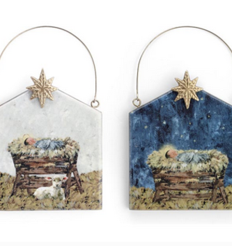 Mango Wood Nativity Ornament (2-Styles)