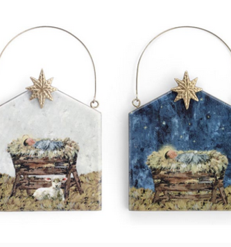 Mango Wood Nativity Ornament (2-Styles)