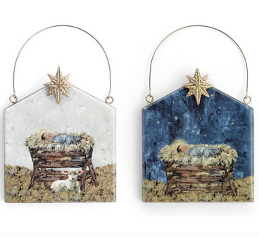 Mango Wood Nativity Ornament