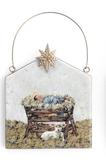 Mango Wood Nativity Ornament