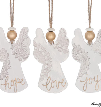 Pottery Lace Angel Ornament (3-Styles)
