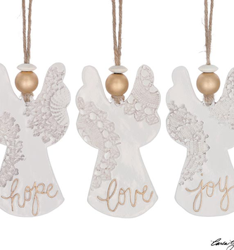Pottery Lace Angel Ornament (3-Styles)