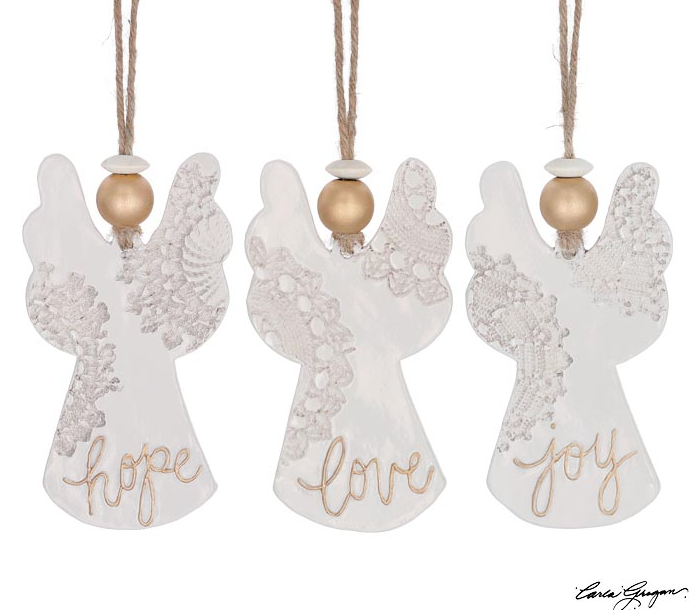 Pottery Lace Angel Ornament
