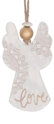 Pottery Lace Angel Ornament
