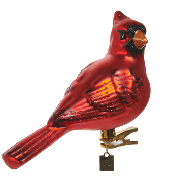 6'' Glass Cardinal Clip-On Ornament