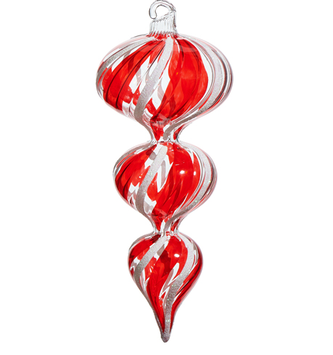 6.5'' Peppermint Finial Blown Glass Ornament