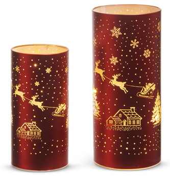 Set of 2 Santa Sleigh Luminaries w/ Lights