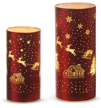 Set of 2 Santa Sleigh Luminaries w/ Lights