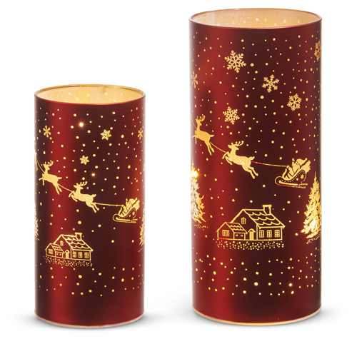 Set of 2 Santa/ Sleigh Luminaries w/ Lights