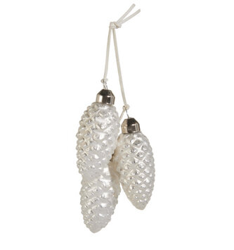 White Cluster Pinecone Ornament