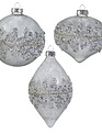 Silver Glass Beaded Ornament (3-Styles) Silver Glass Beaded Ornament (3-Styles)