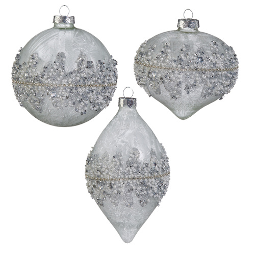 Silver Glass Beaded Ornament (3-Styles)