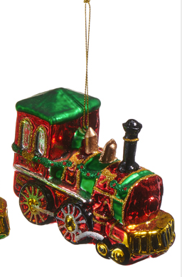 4.5" Glass Train Ornament (2-Styles)
