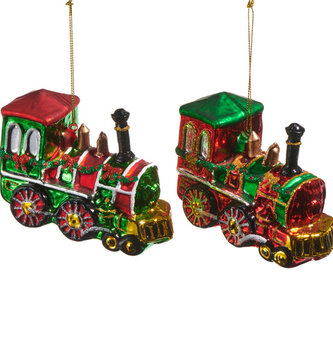 4.5" Glass Train Ornament (2-Styles)