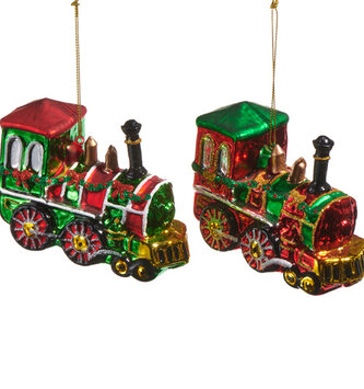 4.5" Glass Train Ornament (2-Styles)
