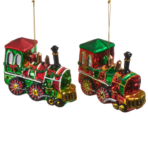 4.5" Glass Train Ornament (2-Styles)