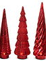 Set of 3 LED Red Mercury Glass Trees