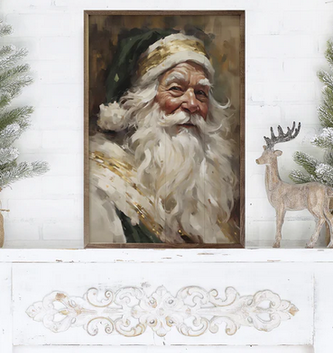 Framed Vintage Old World Santa Print