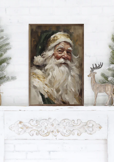 Framed Vintage Old World Santa Print