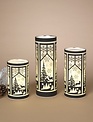 Set of 3 LED Glass Winter Scene Luminaries Set of 3 LED Glass Winter Scene Luminaries