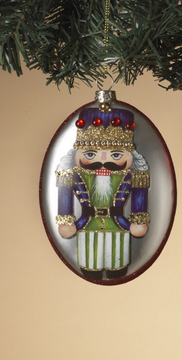 Glass Oval Nutcracker Ornament (3-Styles)