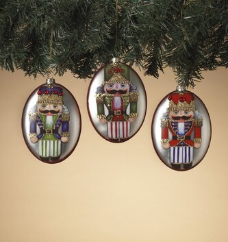Glass Oval Nutcracker Ornament (3-Styles)