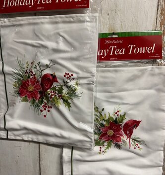 Christmas Bouquet Cardinal Tea Towel (2-Styles)
