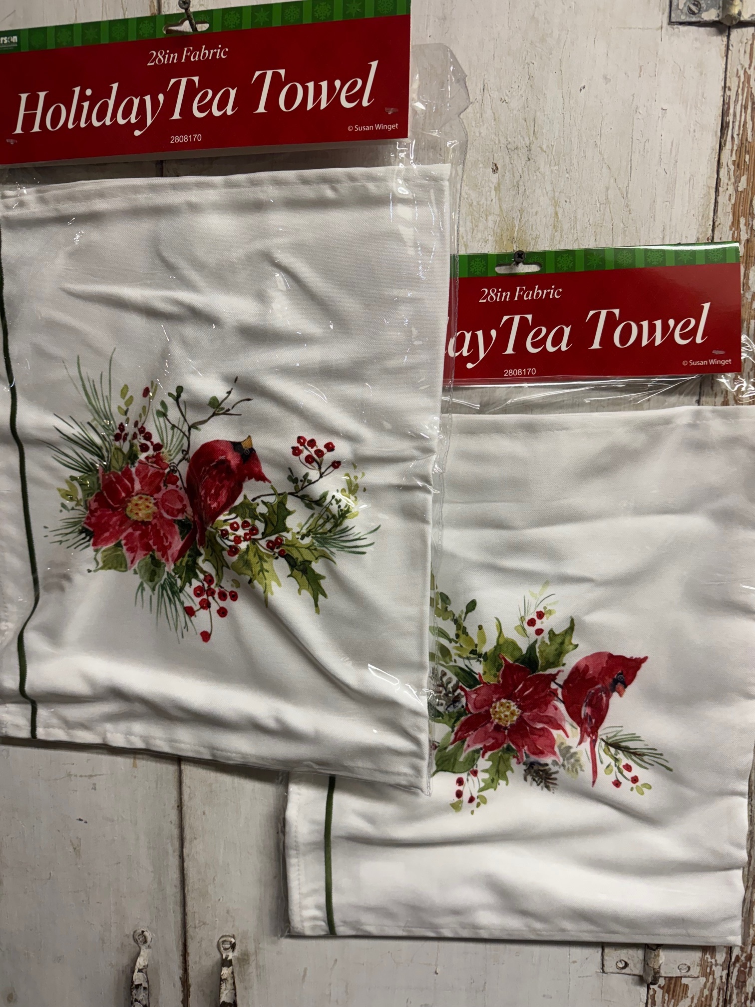 Christmas Bouquet Cardinal Tea Towel (2-Styles)