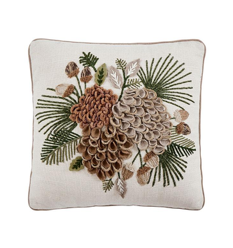 Embroidered Pinecone Cluster Pillow