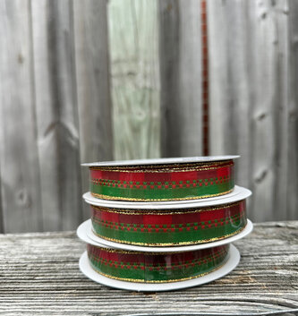 5/8'' x 25 YD Red/Green Woven Ribbon