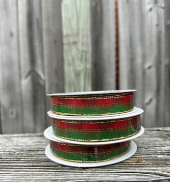 5/8'' x 25 YD Red/Green Woven Ribbon