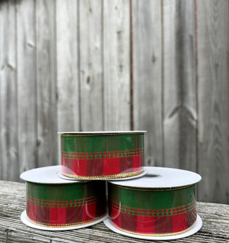 1.5'' x 10 YD Red/Green Woven RIbbon