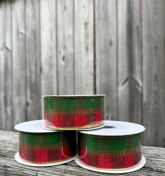 1.5'' x 10 YD Red/Green Woven RIbbon