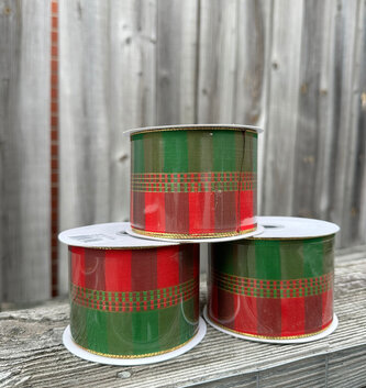 2.5'' x 10 YD Red/Green Woven Ribbon