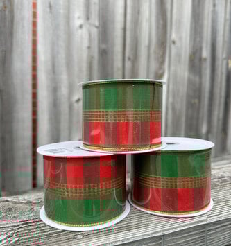 2.5'' x 10 YD Red/Green Woven Ribbon