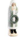 Vintage Sage Santa Holding Wreath