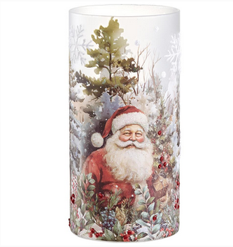 Santa in Forest Candle Holder