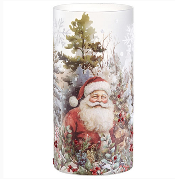 Santa in Forest Candle Holder