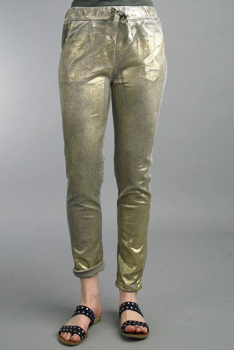 Tempo Paris Tie Waist Gold Wash Pants By: Tempo Paris