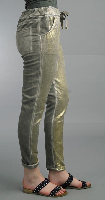 Tempo Paris Tie Waist Gold Wash Pants By: Tempo Paris