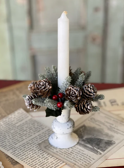 Taper Pinecone Berry Candle Ring