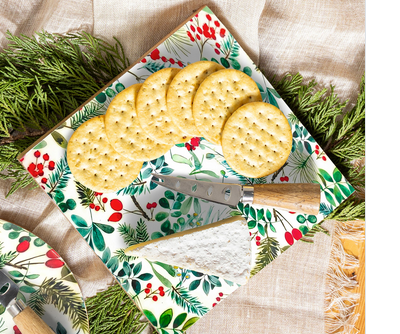 Festive Foliage Wooden Cheese Board w/ Knife (2-Styles)