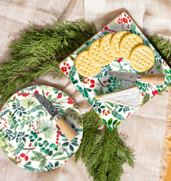 Festive Foliage Wooden Cheese Board w/ Knife (2-Styles)
