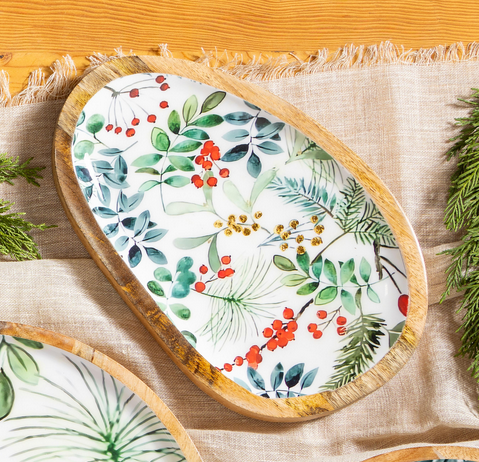 Festive Foliage Wooden Tray