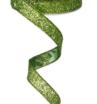 5/8'' x 10 YD Green Metallic Ribbon