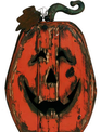 Hand Carved Wooden Cheerful Jack-O-Lantern