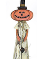 Wooden Carved Pumpkin Lady w/ Spider