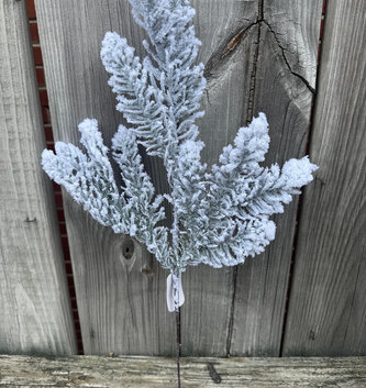19" Flocked Noble Fir Spray