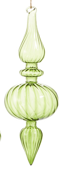10'' Green Glass Finial Ornament