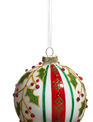 4'' Glass Holly Striped Ornament